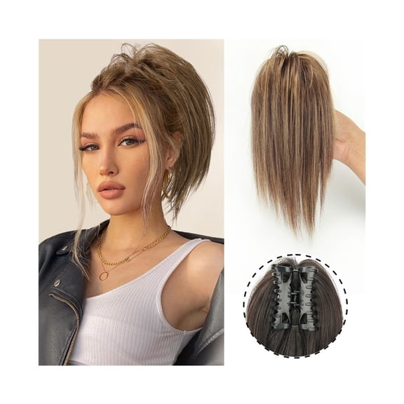 Synthetic Claw Clip Bun Hair Piece 12 Inch Short Straight Ponytail Hair Extensions