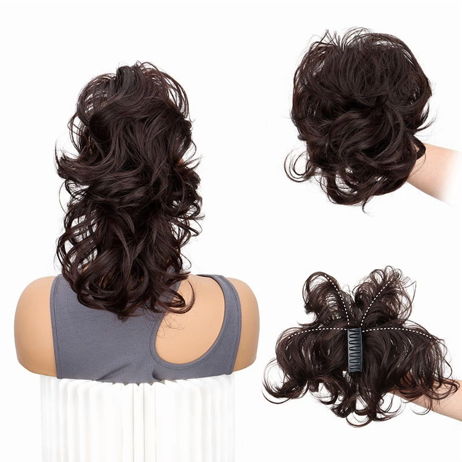Synthetic Claw Clip Short Ponytail Chignon Fluffy Messy Hair Bun Clip in Hairtail Extensions Natural Hairpieces Women