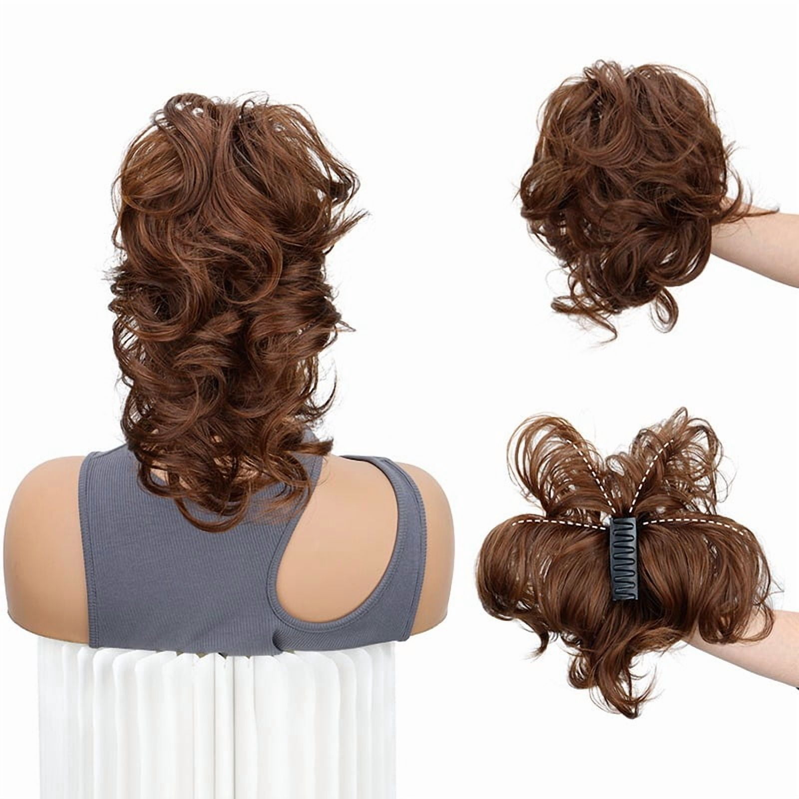 Synthetic Claw Clip Short Ponytail Chignon Fluffy Messy Hair Bun Clip in Hairtail Extensions Natural Hairpieces Women