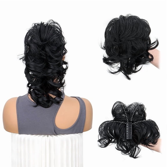 Synthetic Claw Clip Short Ponytail Chignon Fluffy Messy Hair Bun Clip in Hairtail Extensions Natural Hairpieces Women