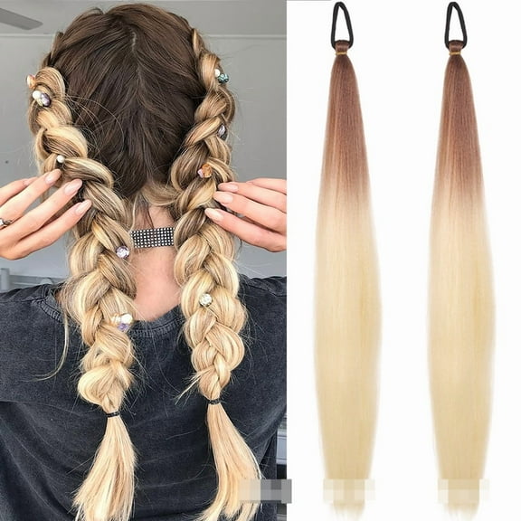 Synthetic Colorful Braiding Hair Pre Stretched 26 Inch Extensions for Stage Party Halloween Costume Cosplay (Pack of 2)