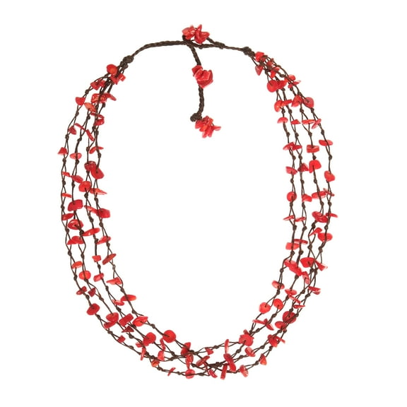 Synthetic Coral Beauty Multi-strand Red Necklace