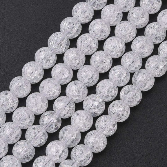 Synthetic Crackle Quartz Beads Strands Round Clear 6mm Hole: 1mm