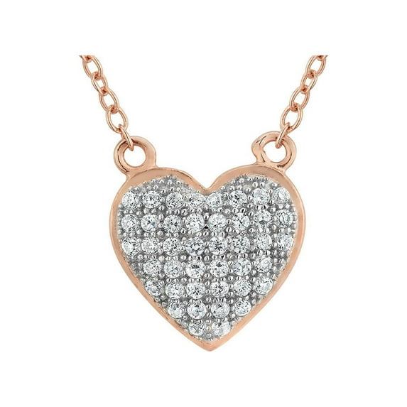 Synthetic Crystal Heart Pendant Necklace in Sterling Silver with Rose Gold Plating with Chain for Women