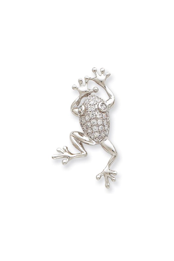 Gem & Harmony Synthetic Cubic Zirconia (CZ) (CZ) Frog Pin Brooch in Sterling Silver for Women