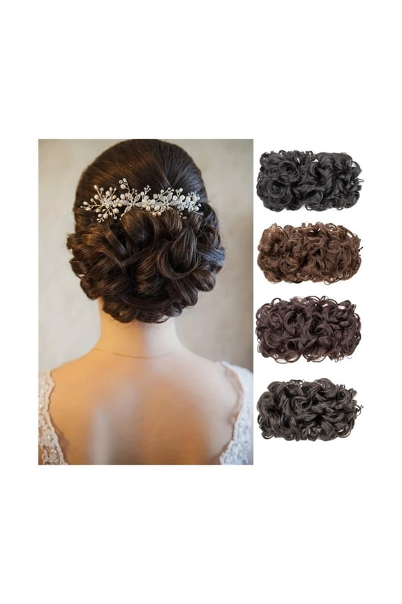 Synthetic Curly Chignon Drawstring Hair Bun Scrunchie Clip in Messy Fluffy Bun Hairpieces