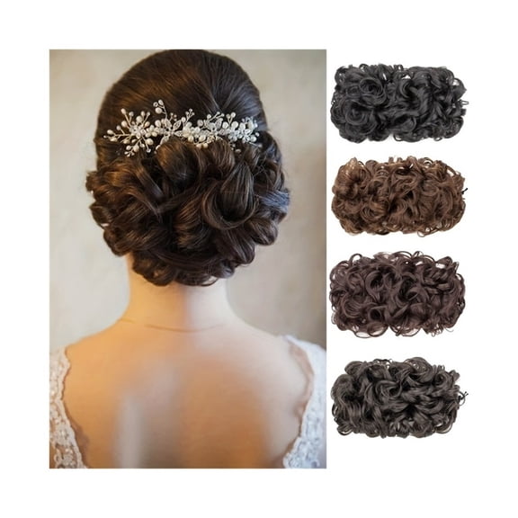 Synthetic Curly Chignon Drawstring Hair Bun Scrunchie Clip in Messy Fluffy Bun Hairpieces
