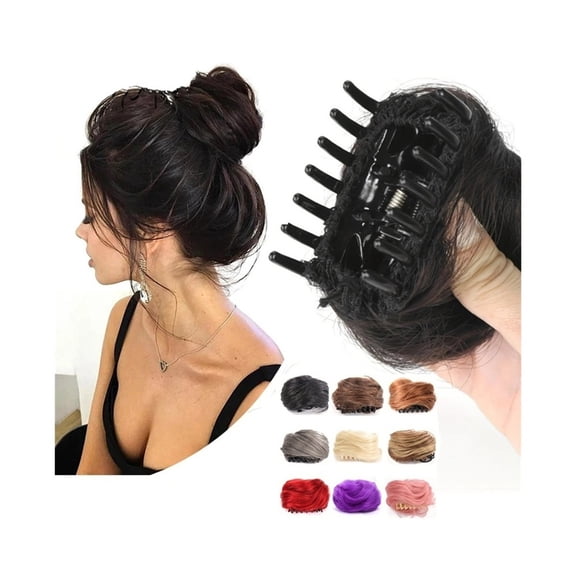 Synthetic Curly Hair Bun Extensions Mini Claw Clip Messy Cat Ears Hair Chignons Hairpieces