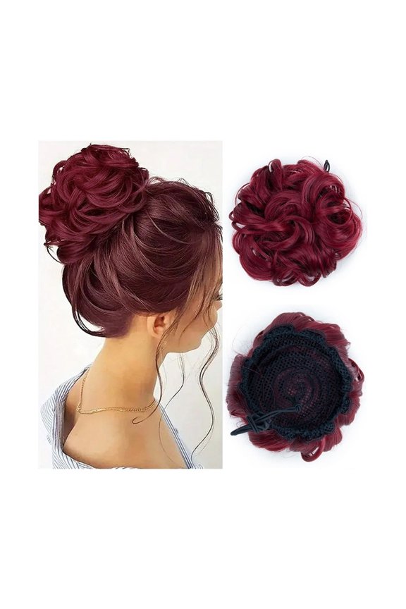Synthetic Curly Messy Bun Hair Piece - Elastic Drawstring Scrunchies for Women