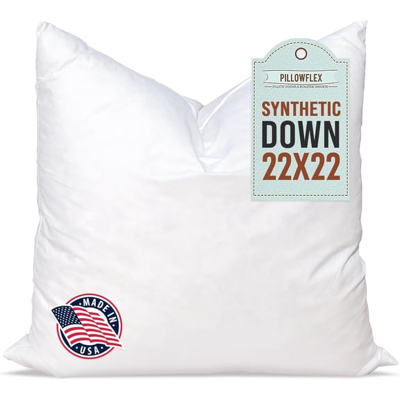 Synthetic Down Pillow Insert - 22x22 Alternative, Ultra Soft Large Square Throw Pillow, Couch Sham, Bed Sleeping 1 Decorative Accent Form