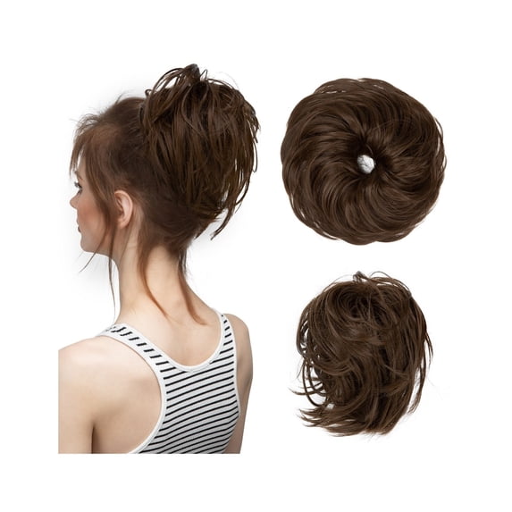 Synthetic Fake Messy Bun Hair Curly Band Hairpiece Scrunchie Scrunchy Wrap Piece Elastic Hair Chignon Cheveux Tail Women's Updo