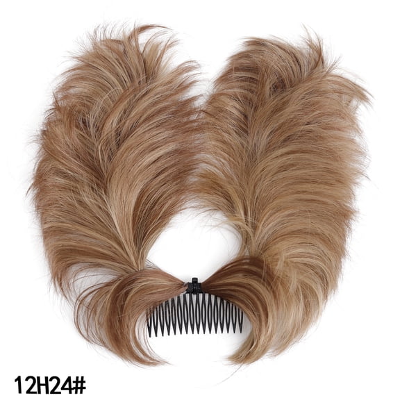 Synthetic Fiber Chicken Feather Wig, High-Temperature Silk, Short Curly Bun Wig with Comb