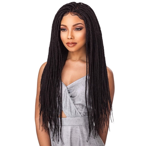 Synthetic Fiber Hair Lace Front Cloud 9 Lace 4X4 Multi Parting Braid Lace Wig - BOX BRAID SMALL (613 [Platinum Blonde])