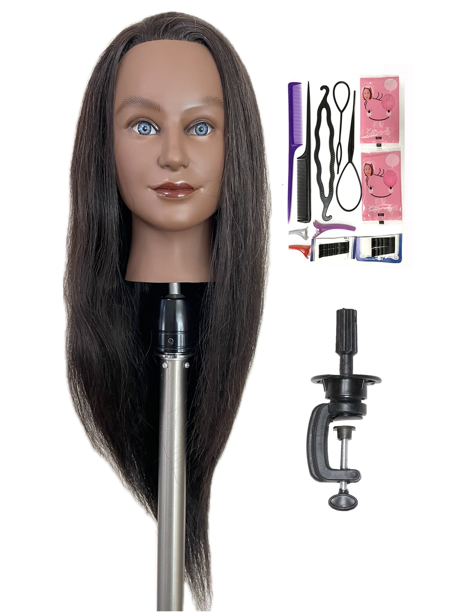 Ryhair 30 inch 20% Real Human Hair Mannequin Head Cosmetology Manican Mannequins Heads with Stand for Display Practice Styling Braiding Training
