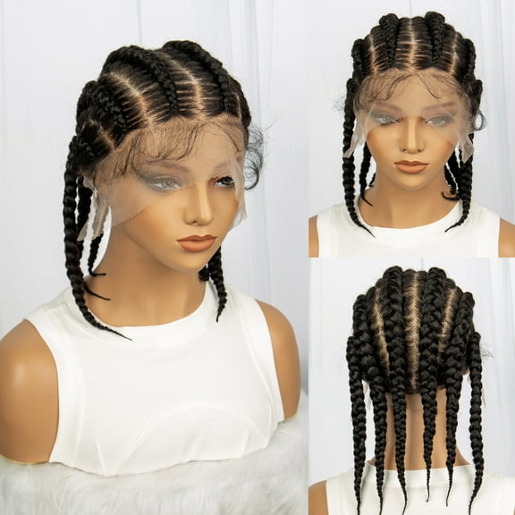 Synthetic Full Lace Cornrow Box Braids Wig 14Inches Short Braided Lace Front Wigs for Women Jumbo Knotless Box Braid Lace Wigs