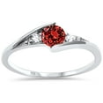thumbnail image 1 of Synthetic Garnet CZ Three Stone Wavy Ring Sterling Silver Size 8, 1 of 3