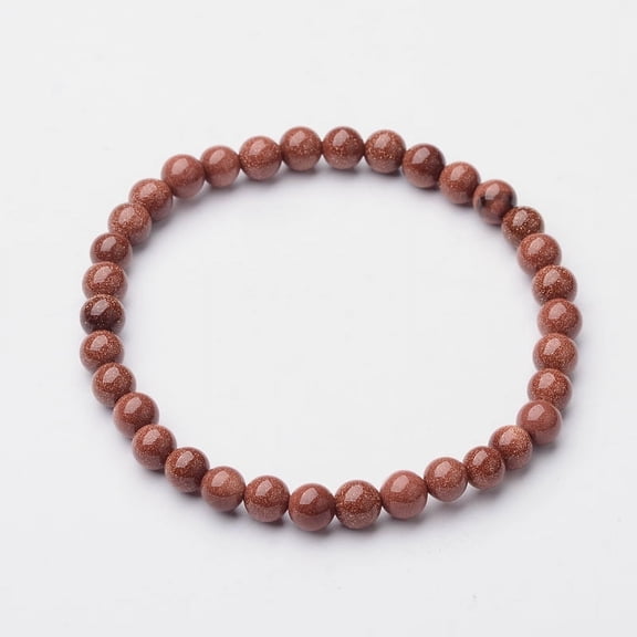 Synthetic Goldstone Beaded Stretch Bracelets 56mm