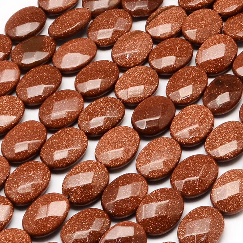 Synthetic Goldstone Beads Strands Faceted Oval 17x13x6mm Hole: 1mm about 13pcs/strand 8.26 inch