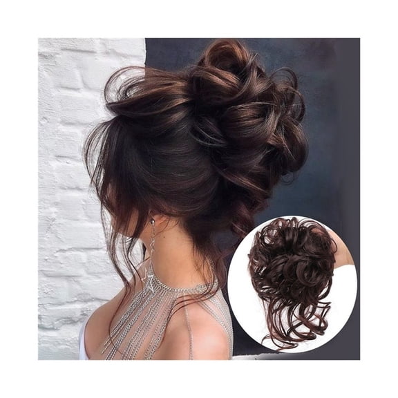 Synthetic Hair Bun Chignon Messy Curly Elastic Scrunchy False Hair Pieces for Women