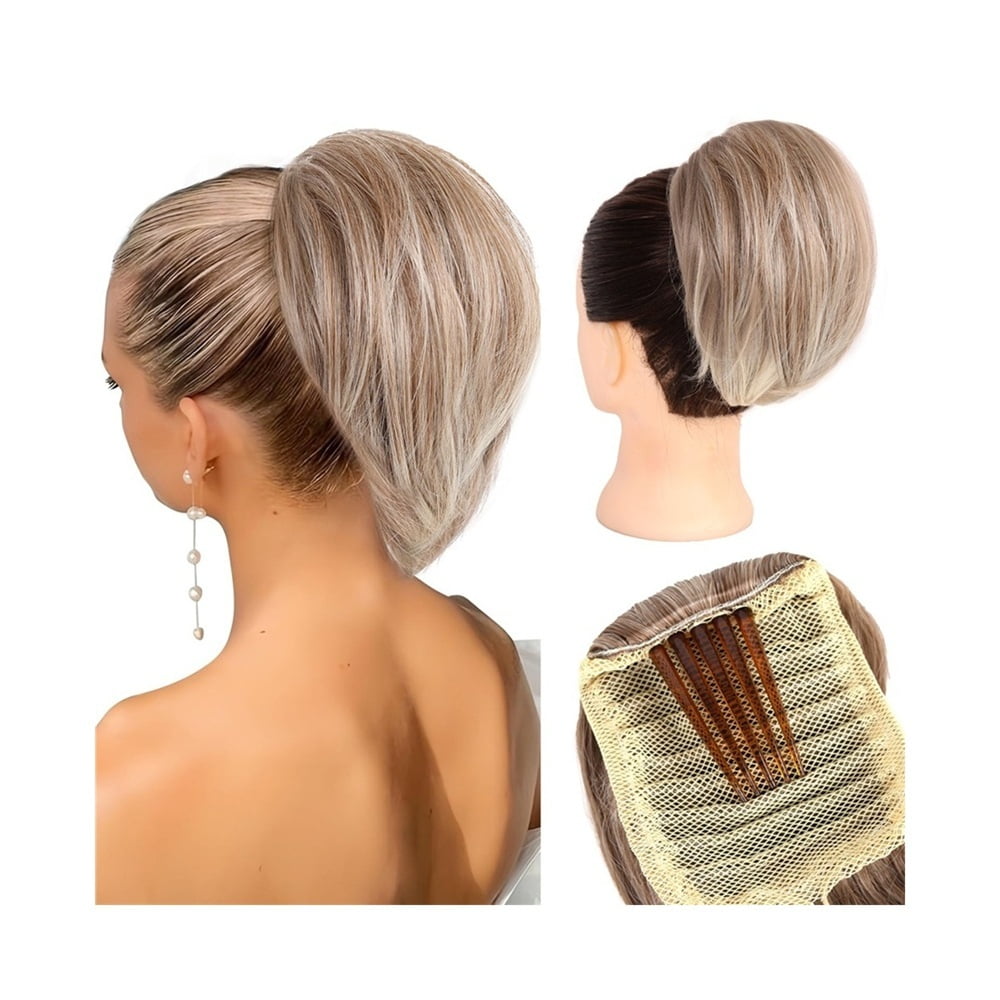 Synthetic Hair Bun Chignon Updo Elastic Drawstring Short Ponytail Hairpiece Comb Clip in Hair Extensions
