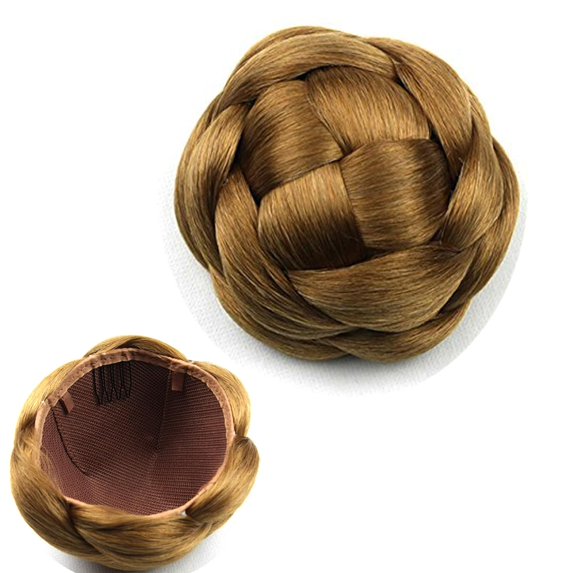 Synthetic Hair Chignon Scrunchie Natural Grey Hair Braided Bun Donut Hairpieces Clip in Hair Bun Extensions Updo Space Bun for Women Beauty (#Gray)