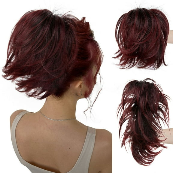 Synthetic Hair Clip in Ponytail Extension Wavy Hairpieces for Women Realistic Updo Bun Hair Accessories 80g Natural Look