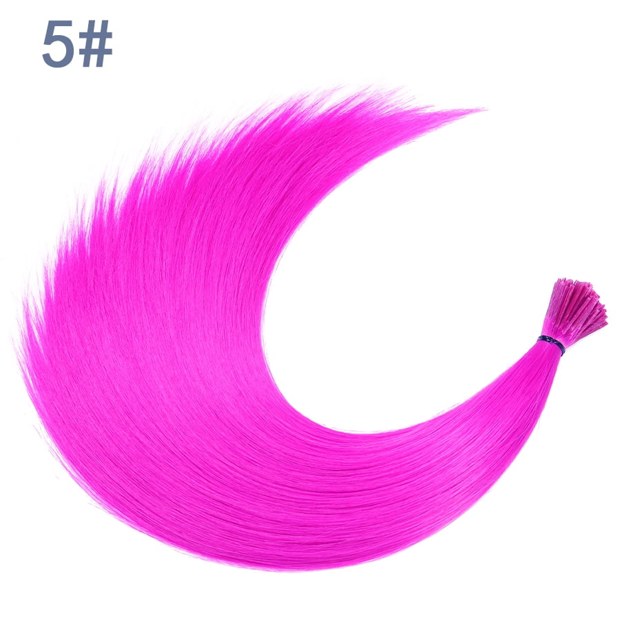 Synthetic Hair Dye Rainbow Fake Hair Extensions Colored Kanekalon I-tip Keratin Fusion for Hair Extension Strands of Hair pieces