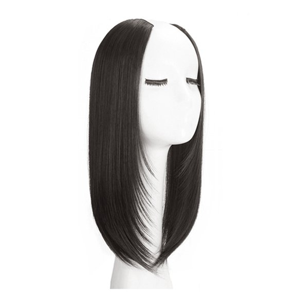 Synthetic Hair Extensions Clip in hair extenstion Invisible u-type Short Straight Extension Women Hairpieces Half Wig for white
