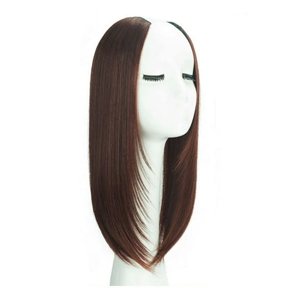 Synthetic Hair Extensions Clip in hair extenstion Invisible u-type Short Straight Extension Women Hairpieces Half Wig for white