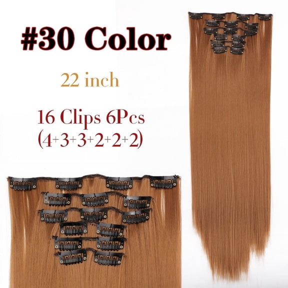 Synthetic Hair Extensions for Women and Girls - 16 Clips in Many Colors
