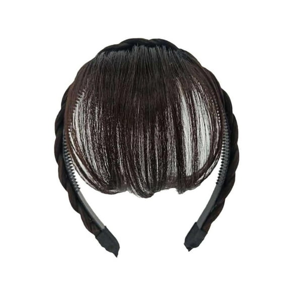Synthetic Hair Neat Fringe Bands With Double Row Braids Headband Heat In Extensions Resistant Bangs Hair Hairpieces