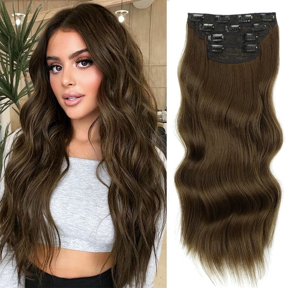 Synthetic Hairpiece - Long Wavy Clip In Hair Extensions For Women - High Temperature Fiber