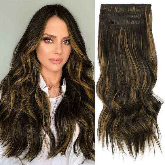 Synthetic Hairpiece - Long Wavy Clip In Hair Extensions For Women - High Temperature Fiber