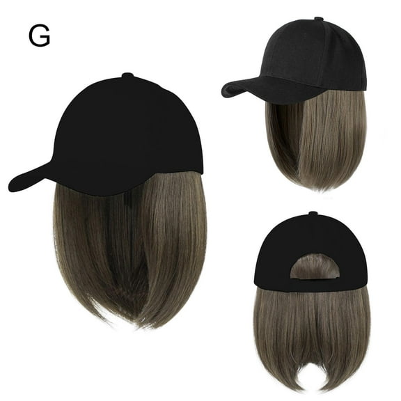 Synthetic Hat with Wigs Short Straight Bob Wig Baseball Resistant Cap WO5 X4Q4