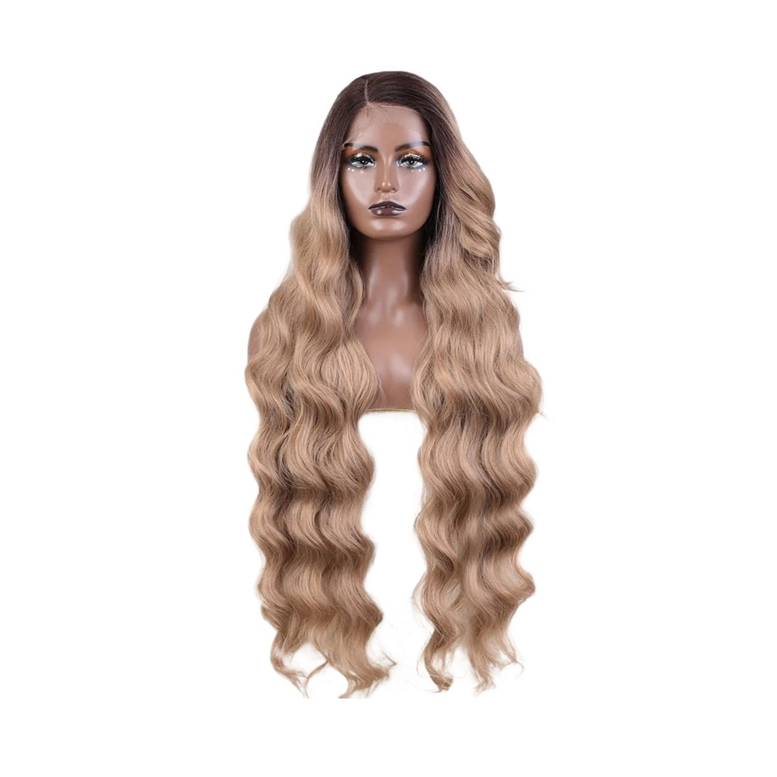 Synthetic Lace Front Wig Long Wavy 36 " Body Wavy Side Part Wig for Women Ombre Blonde