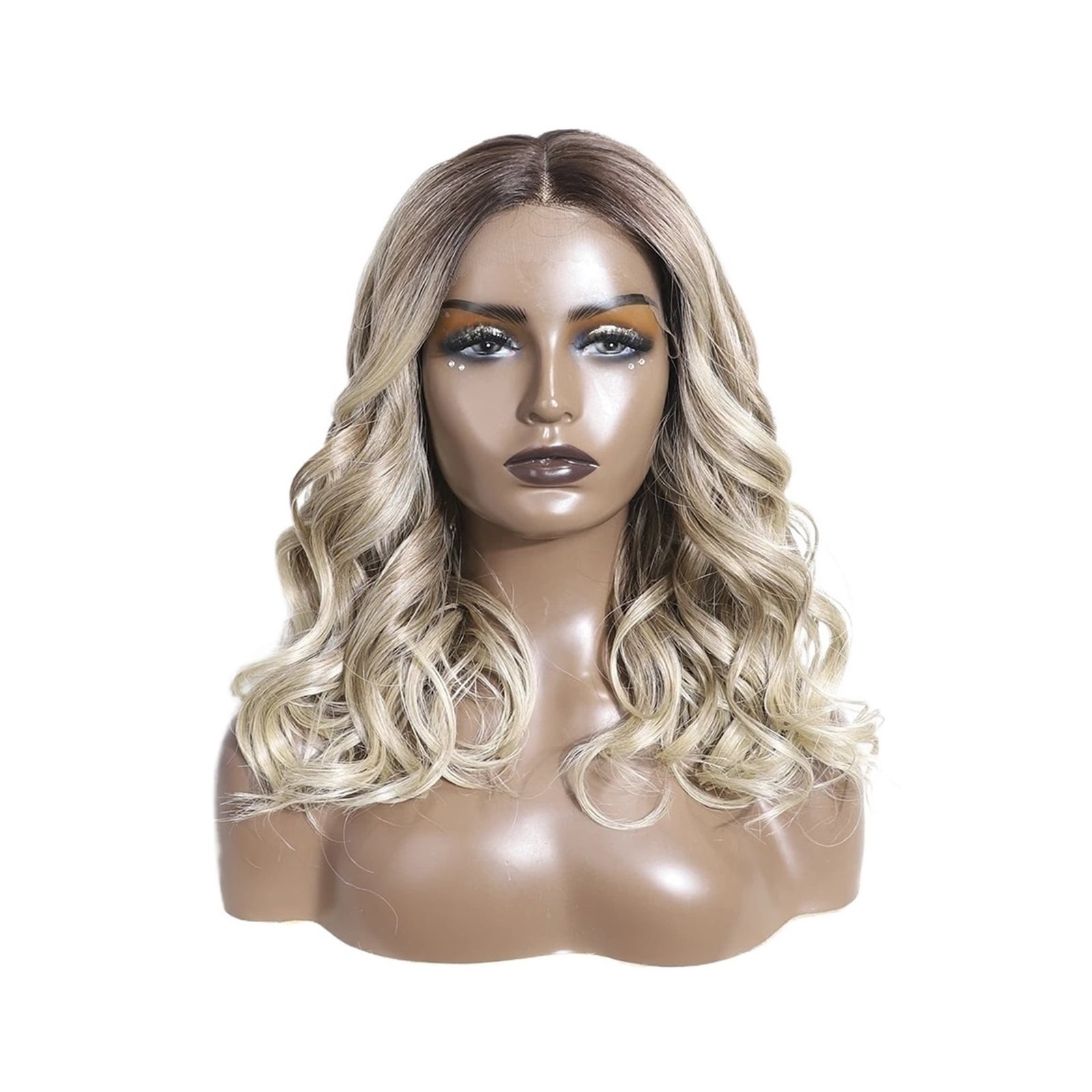 Synthetic Lace Front Wigs 20 Inch Wavy Glueless Blonde Cosplay Curly Wig