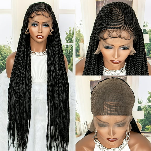 Synthetic Lace Front Wigs Braided Wigs 13x6 Lace Front Braids Wig Knotless Box Braids Wigs With Baby Hair for Women Handmade Cornrow Braiding Wigs