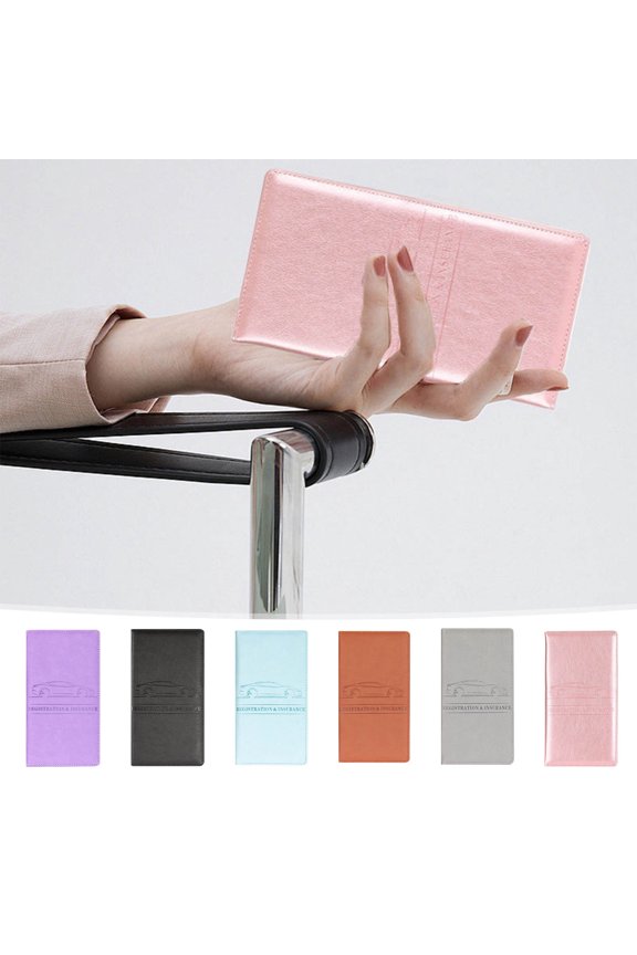 Synthetic Leather Car Registration and Insurance Card Holder, Closure Document Organizer for Glove Compartment, Vehicle ID Driver License Business Card Storage Wallet, 9.4x5x0.4 inch