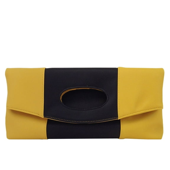 Synthetic Leather Color Block Fold Over Clutch