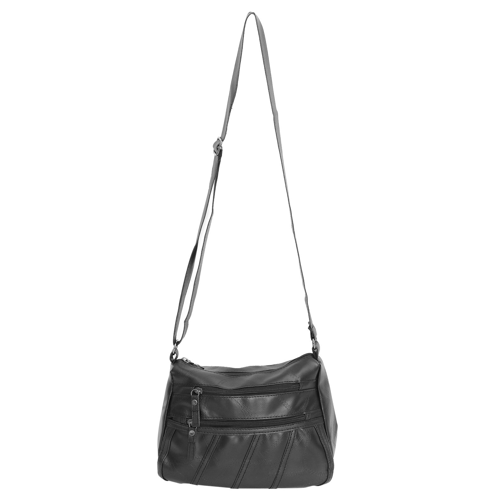 Synthetic Leather Crossbody Bag Casual Shoulder Bag Zipper Pockets Messenger Pouch for Women