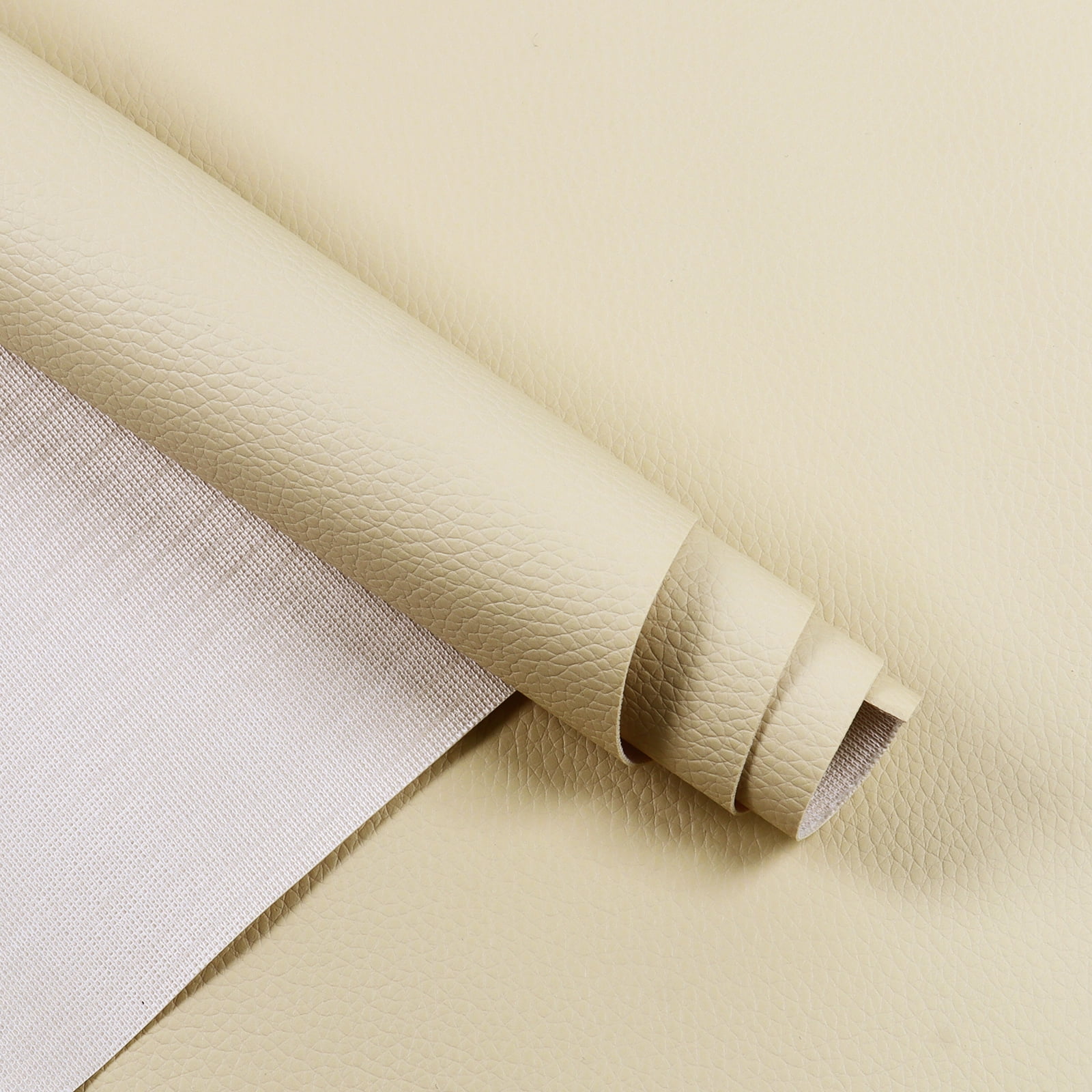 Synthetic Leather Fabric Reupholstery fabric for Seats, Home Decor (Beige,54" x 28")