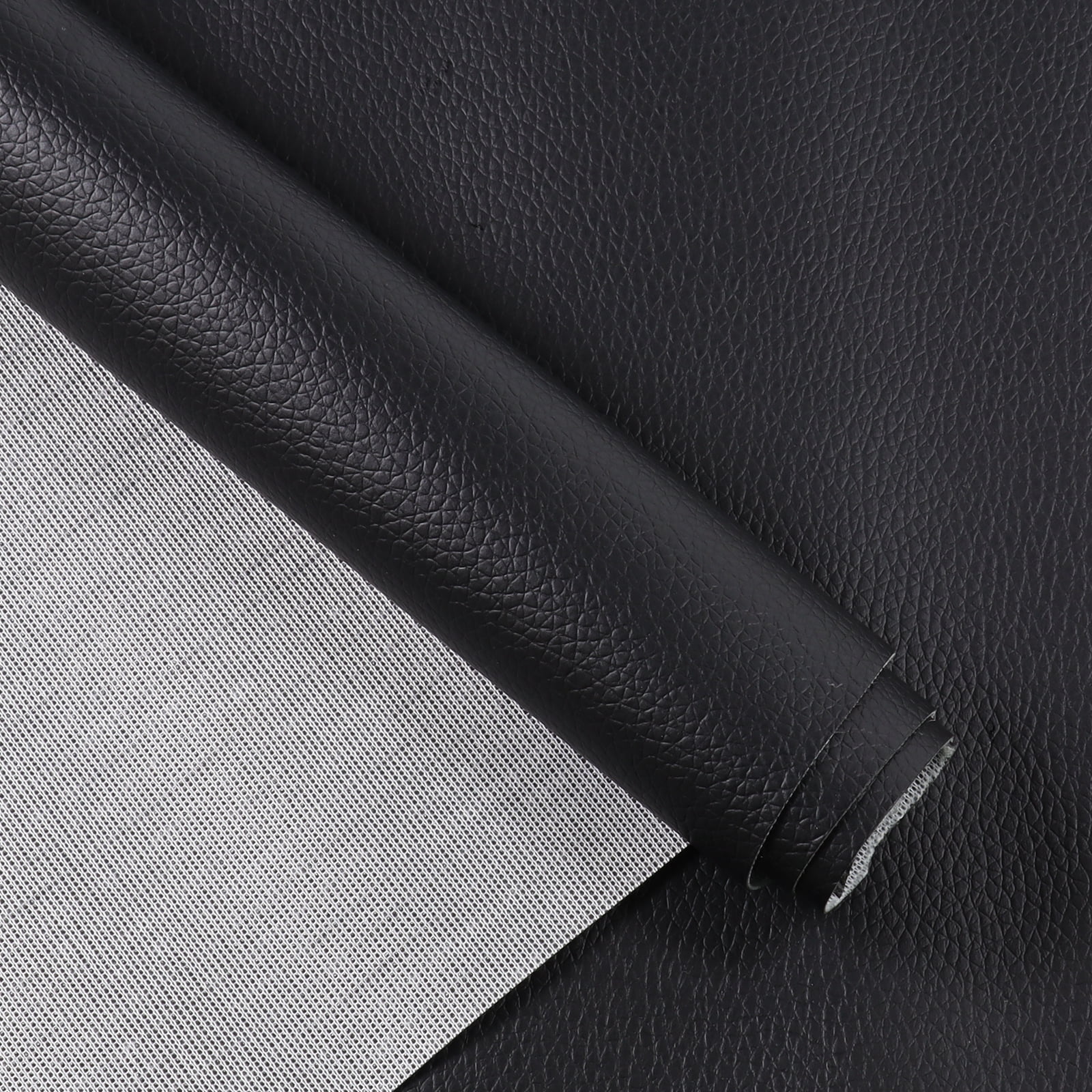 Synthetic Leather Fabric Reupholstery fabric for Seats, Home Decor (Black,54" x 50")