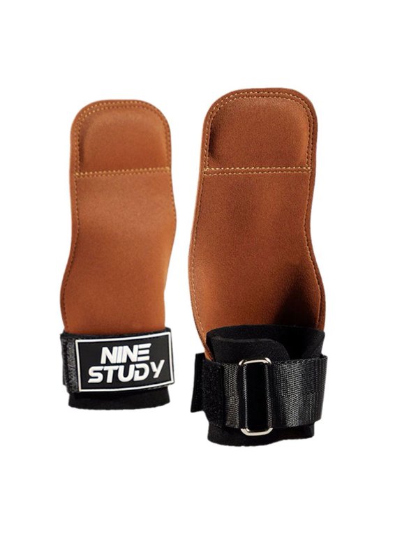 Synthetic Leather Pull-Up Gloves with Wrist Support Straps for Weightlifting and Calisthenics