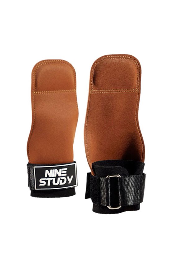 Synthetic Leather Pull-Up Gloves with Wrist Support Straps for Weightlifting and Calisthenics