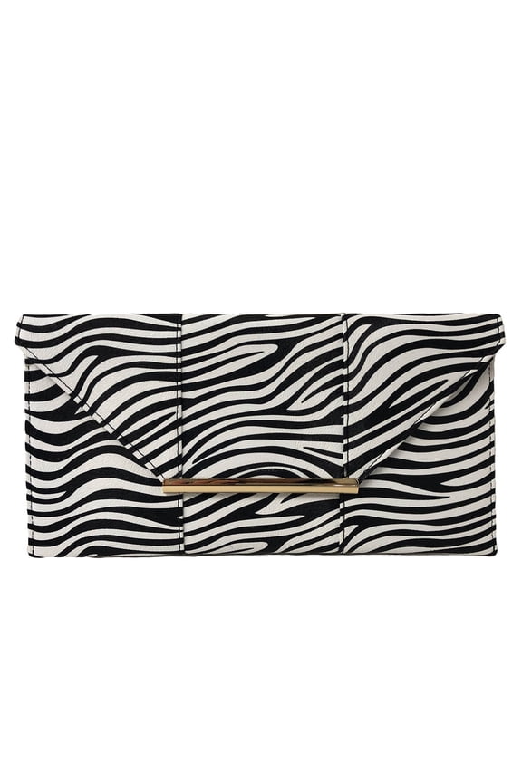 Synthetic Leather Zebra Print Envelope Clutch