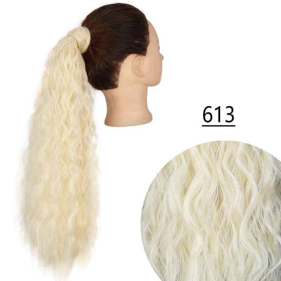 Synthetic Long Corn Curly Ponytail Wrap Around Pony Tail Clip in Hair Extensions Natural Hairpiece Headwear Hair Brown Black
