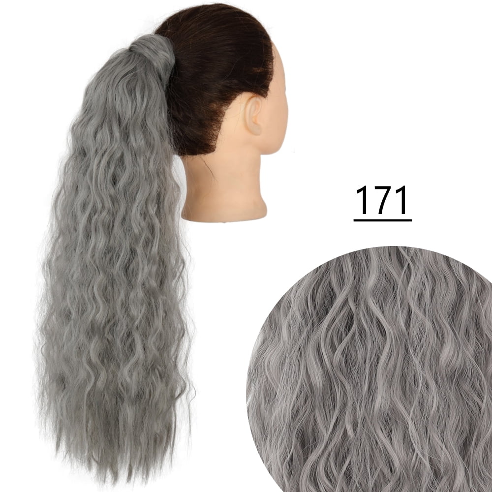 Synthetic Long Corn Curly Ponytail Wrap Around Pony Tail Clip in Hair Extensions Natural Hairpiece Headwear Hair Brown Black