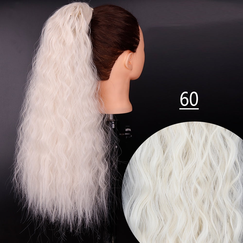 Synthetic Long Corn Curly Ponytail Wrap Around Pony Tail Clip in Hair Extensions Natural Hairpiece Headwear Hair Brown Black