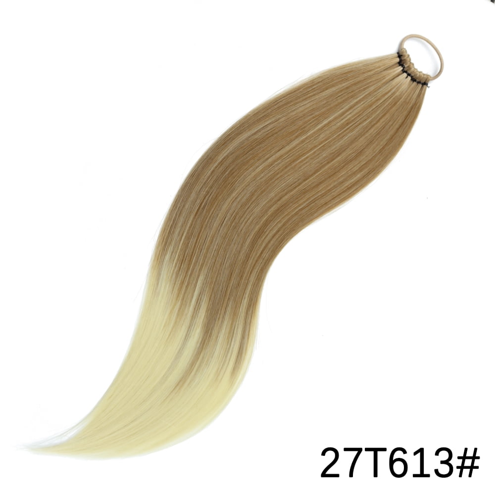 Synthetic Long Straight Ponytail Hair Extensions With Elastic Hair Band 24Inch Heat Resistant Pony Hairpiece For Women Daily Use