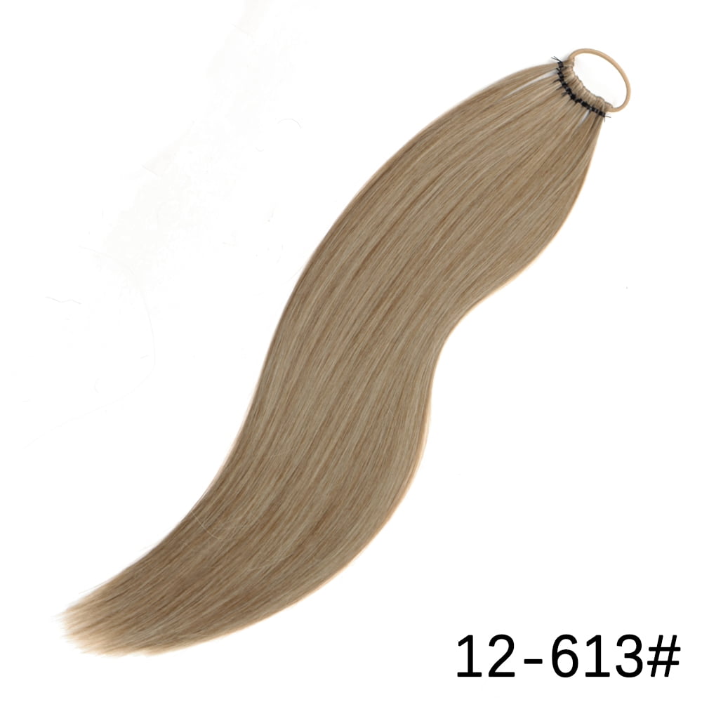 Synthetic Long Straight Ponytail Hair Extensions With Elastic Hair Band 24Inch Heat Resistant Pony Hairpiece For Women Daily Use